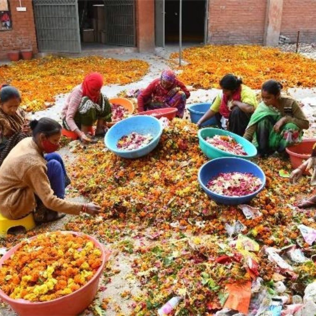 Fig. 3: Floral waste processed by rural women at HelpUsGreen